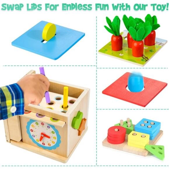Wooden Montessori Baby Toys, Wooden Play Kit Includes Object Permanent Box - Picture 3 of 7